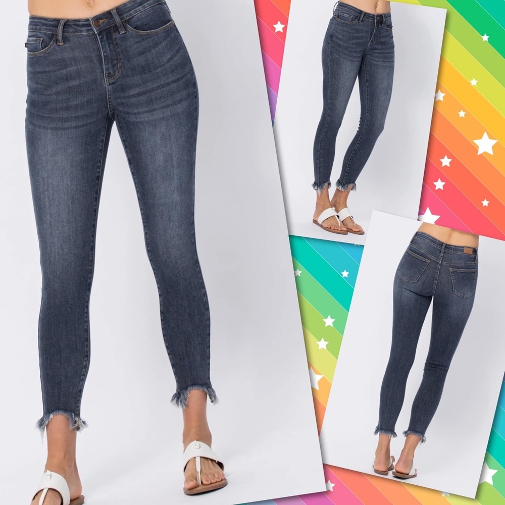 Judy Blue Curvy Shark Bite Skinny Jeans